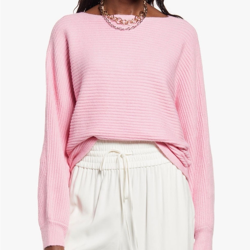 Open Edit Cozy Pink Boat Neck Sweater